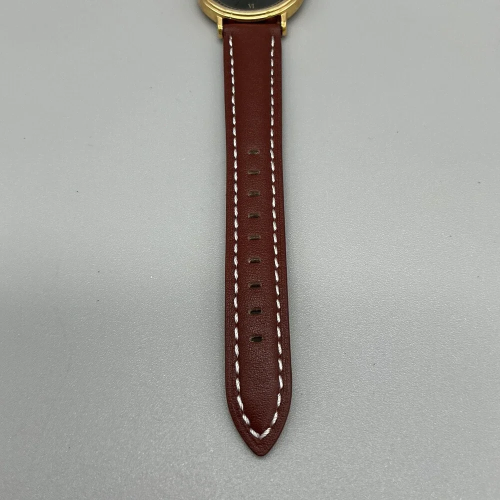 Vintage Parts Pacesetters Mens Watch 32mm Black Logo Dial Leather New Battery